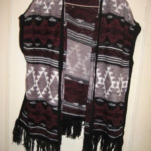 Arizona Jeans Western pattern shawl/sweater size M
